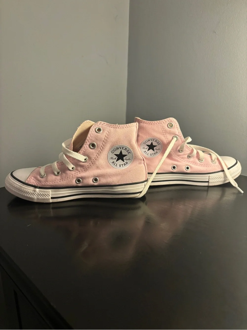 Chuck Taylor Converse High Top Sneakers - Pale Pink and White